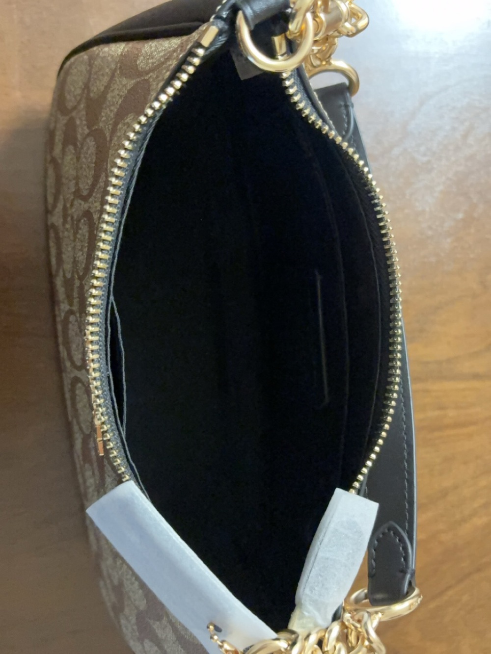 Coach Brown Signature Canvas Small Crossbody with Black Trim - Picture 6 of 7